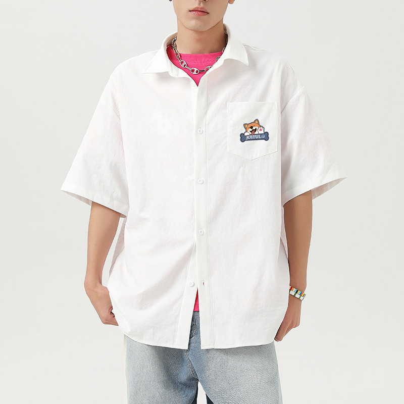เสื้อเชิ้ตแขนสั้นผู้ชายลายคอร์กี้ Ice Silk คอปก นุ่มเย็น ระบายเหงื่อ ใส่สบาย M-5XL ราคา ถูกที่สุด ดีลบีเคเค แกลเลอรีภาพที่ 3