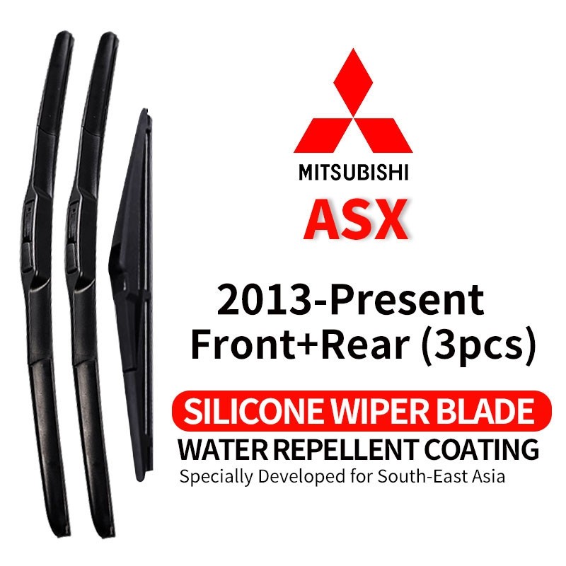 (ด้านหน้า+ด้านหลัง 3 ชิ้น) ที่ปัดน้ําฝนแบบไฮโดรโฟบิก Mitsubishi ASX(2013-ปัจจุบัน) windows ใบปัดน้ําฝนรถยนต์เดิม ซิลิโคน
