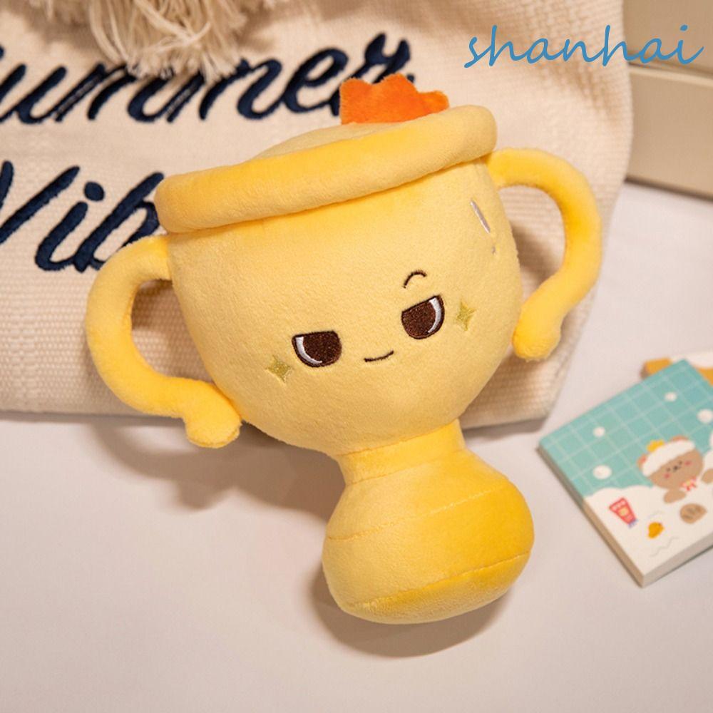 SHANHAI Champion Trophy ของเล่นตุ๊กตา, จําลองนุ่มถ้วยรางวัลรูปร่างตุ๊กตาตุ๊กตา, สบายปุยการ์ตูน PP ผ้าฝ้ายสัตว์ของเล่นเด็กของขวัญ