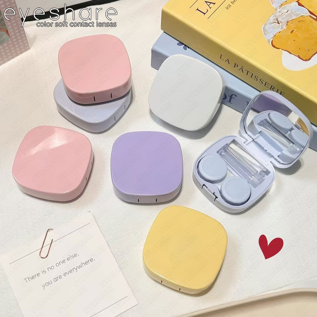 กล่องใส่คอนแทคเลนส์สีลูกกวาด กล่องใส่คอนแทคเลนส์ที่เรียบง่ายและพกพาได้พร้อมกระจก