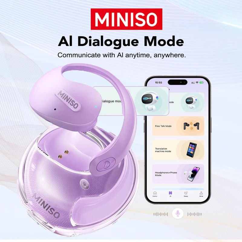 ผู้แปล MINISO X15Pro 5.4 ชุดหูฟังบลูทูธหูฟังแปลหูฟังไร้สาย Office Travel,ASMR ชุดหูฟัง APP