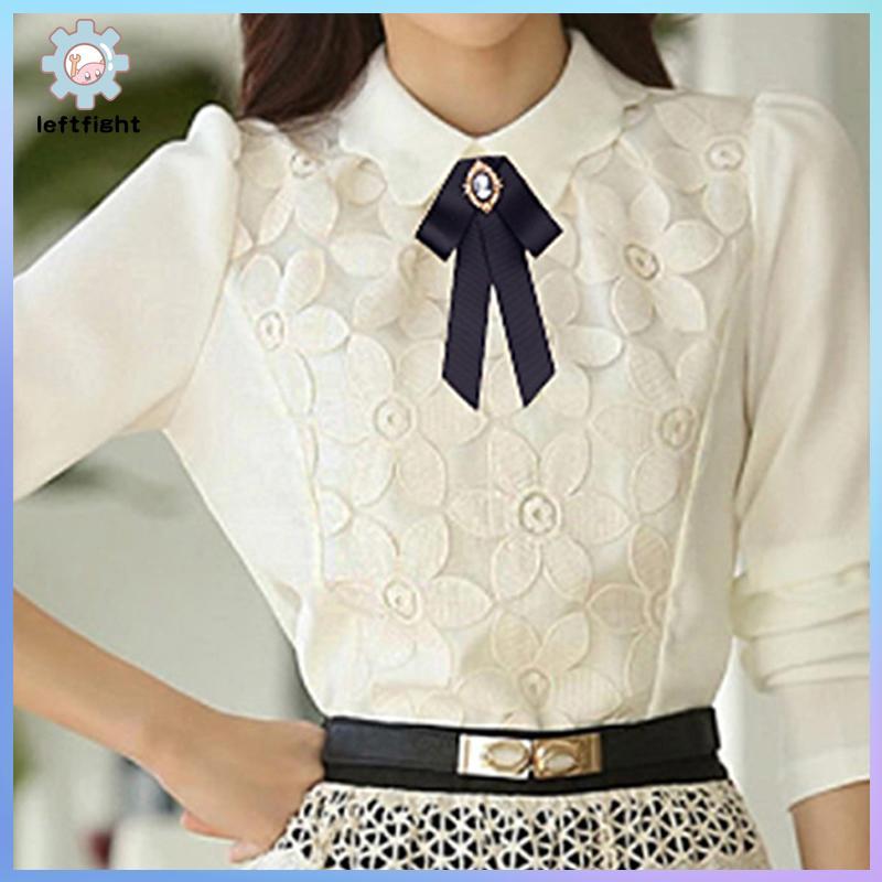 ซ้าย ผู้หญิงใหม่ริบบิ้นโบว์ผูกความงามหัวโบว์เข็มกลัดเสื้อคอเข็มกลัดขากุทัณฑ์เสื้อผูกโบว์เสื้อยกทรงขา