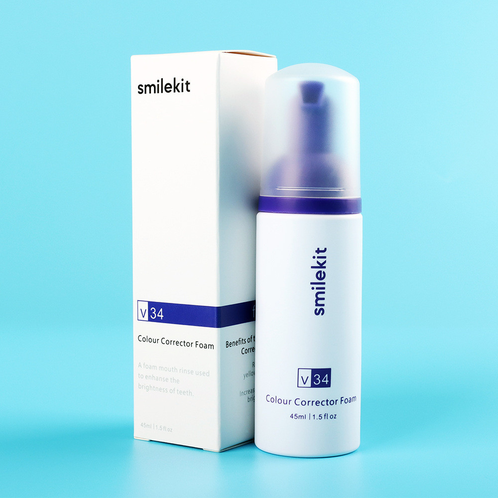 [คลังสินค้าพร้อม] V34 Tooth Toning Essence Foam คลีนซิ่งมูส V34 Colour Corrector ขวดสีม่วงขนาดเล็ก W