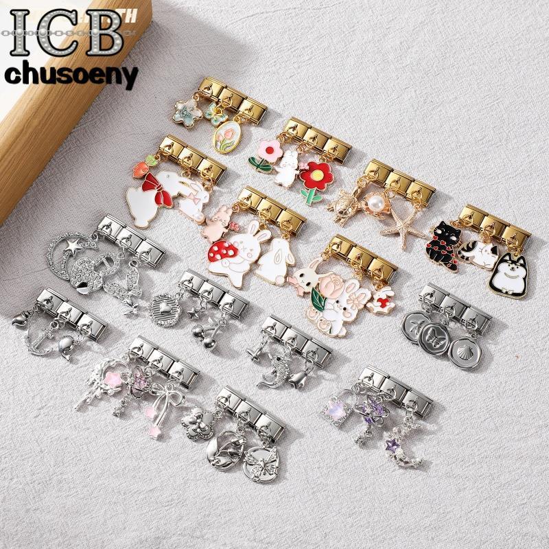 3PCS จี้ออกแบบอิตาเลี่ยน Charm สร้อยข้อมือ Fit 9 มม.สร้อยข้อมือสแตนเลส DIY เครื่องประดับทําอุปกรณ์เสริมบุคลิกภาพโมดูลสร้อยข้อมือเครื่องประดับตกแต่ง