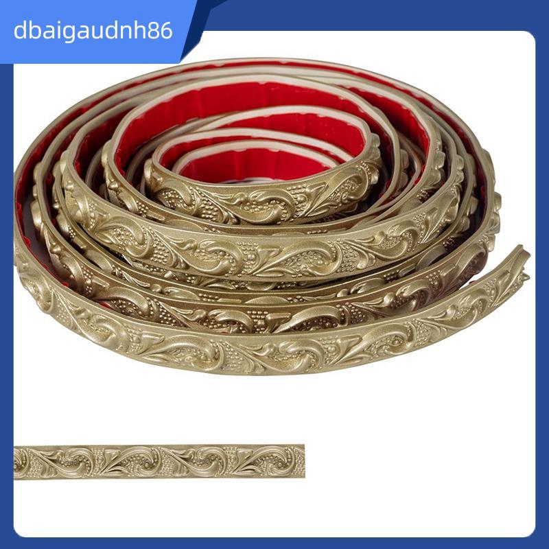 READY STOCKX16.4FT 0.8" แชมเปญมงกุฎทอง Moulding Trim-Floral 3D Peel และ Stick Wall Design สําหรับกระ