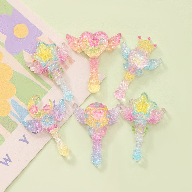 10 ชิ้น Shinny Transparent Magic Wand เรซิ่น Charms สําหรับ DIY (11-458)