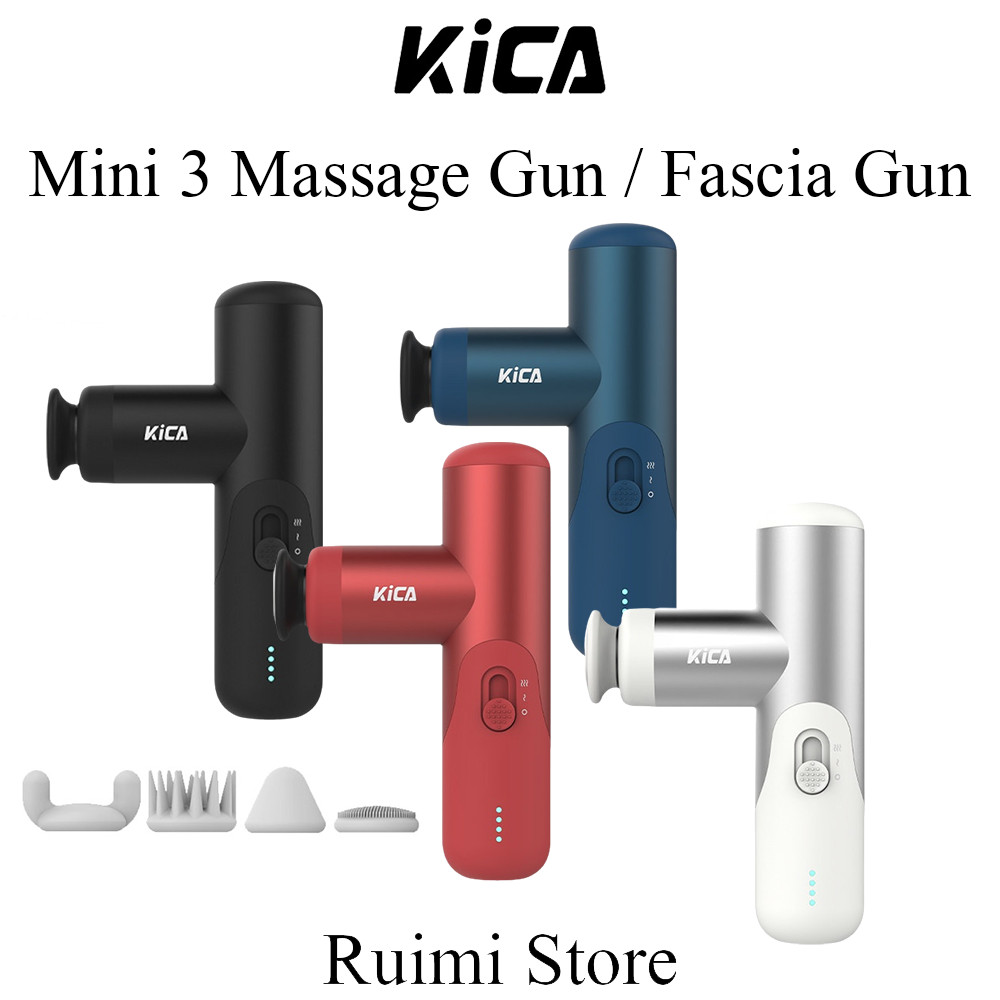 Kica Mini 3 นวดปืน 3000RPM Stepless ความเร็ว 7 กก.ผลกระทบ 4 หัว 255g น้ําหนักเบากีฬากล้ามเนื้อนวด Fascia ปืน