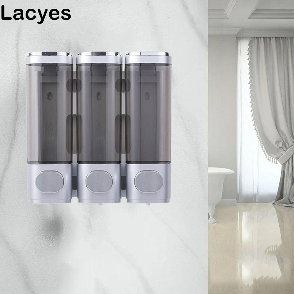 LACYES เครื่องจ่ายสบู่เหลว, หน้าต่างที่มองเห็นได้ 1/2/3 หัวกล่องเจลอาบน้ํา, ติดผนังเรียบง่ายย่อยบรรจุขวดมือกดเครื่องเจลทําความสะอาดมือบ้าน