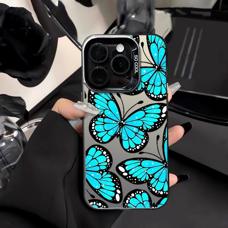 เคส OPPO ผีเสื้อสีฟ้าที่สวยงามและมีเสน่ห์สําหรับ realme F19 A36 A38 A57 A58 A16 A17 A60 A77 C11 C15C