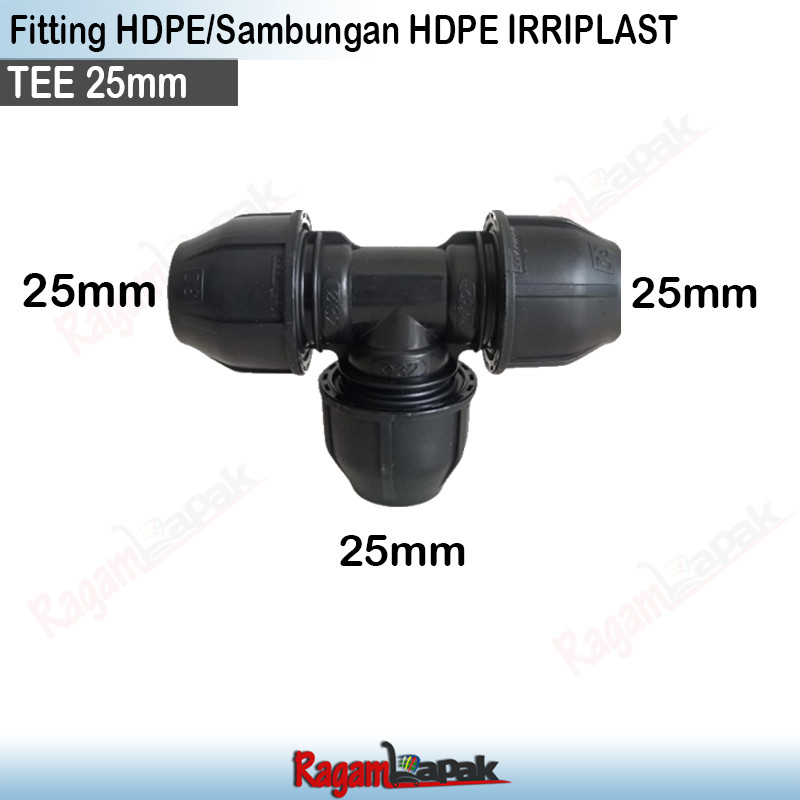 HDPE Equal Tee Fitting ขนาด 25 มม. ข้อต่อท่อ HDPE T 25mm / HDPE Tee 25mm / Equal Tee 25 mm