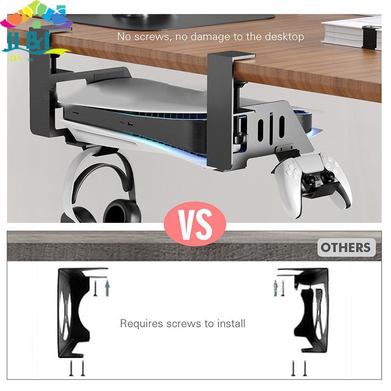H & L ใต้โต๊ะแขวนสําหรับ PS5 & PS5 Slim เกมคอนโซล Stander Braet หูฟัง Gamepad เดสก์ท็อปเกม Controller Organizer {th}