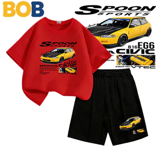 【จัดส่งไทย】2ชิ้น BOB ชุดเด็กชาย เซ็ตเด็ก รถแข่ง Tokyo Racing แขนสั้น ผ้าใยผสม ใส่สบาย Boys T-Shirt Set#20