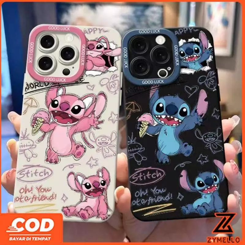 สําหรับOPPO Reno16F Reno15 F Reno14F Reno14 Pro Reno 13F Reno12 F Reno 11F Reno10 Reno8Z Reno7Z Reno8T Reno5 Reno4 Reno6zน่ารักการ์ตูนStitch AngieกันกระแทกTPUเคสโทรศัพท์
