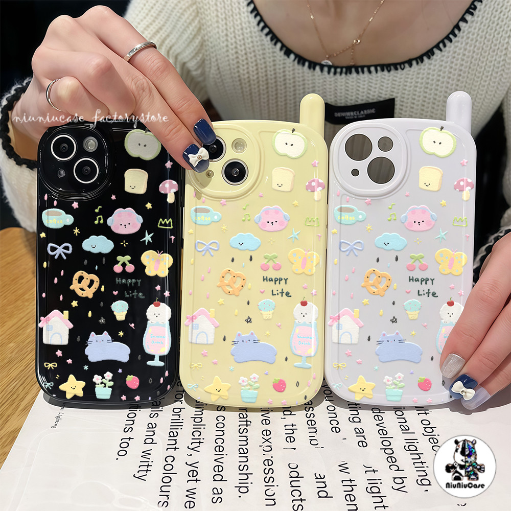 การ์ตูนที่น่ารัก เคส For IPhone 13 14 16 12 15 17 Pro Max X XS XR 7 8 Plus เคสไอโฟน11 โทรศัพท์มือถือวินเทจสุดสร้างสรรค์