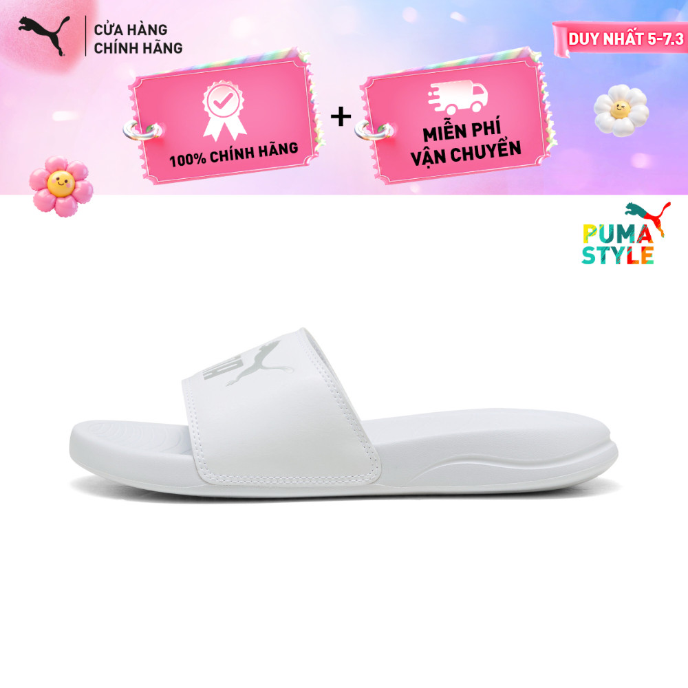 PUMA Womens Popcat 20 Metallic Whisper White-Silver Sandals สีขาว