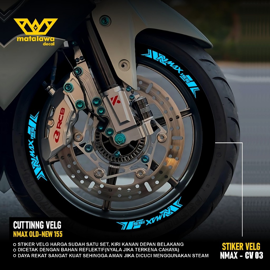 PREMIUM FRONT REAR RIMS สติ๊กเกอร์ตัดขอบ NMAX 155 แหวน R13 lis สติ๊กเกอร์วาริation catting yamaha ol