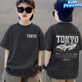 COD 2026 สินค้าใหม่ ทรงหลวม คอกลม เสื้อเด็ก kids Distressed T-shirt ผ้าฝ้าย เด็กชาย เสื้อผ้าเด็ก t-shirt S277