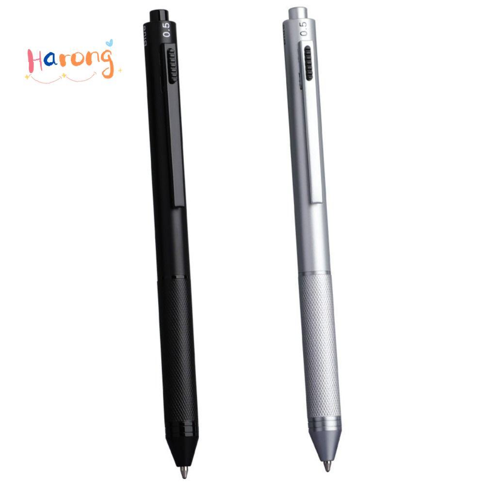 HARONG ปากกามัลติฟังก์ชั่น, 4 in 1 Metal Gravity Sensing Pen, คุณภาพสูงกดประเภท 3 สีหมึกเจลปากกาของขวัญนักเรียน