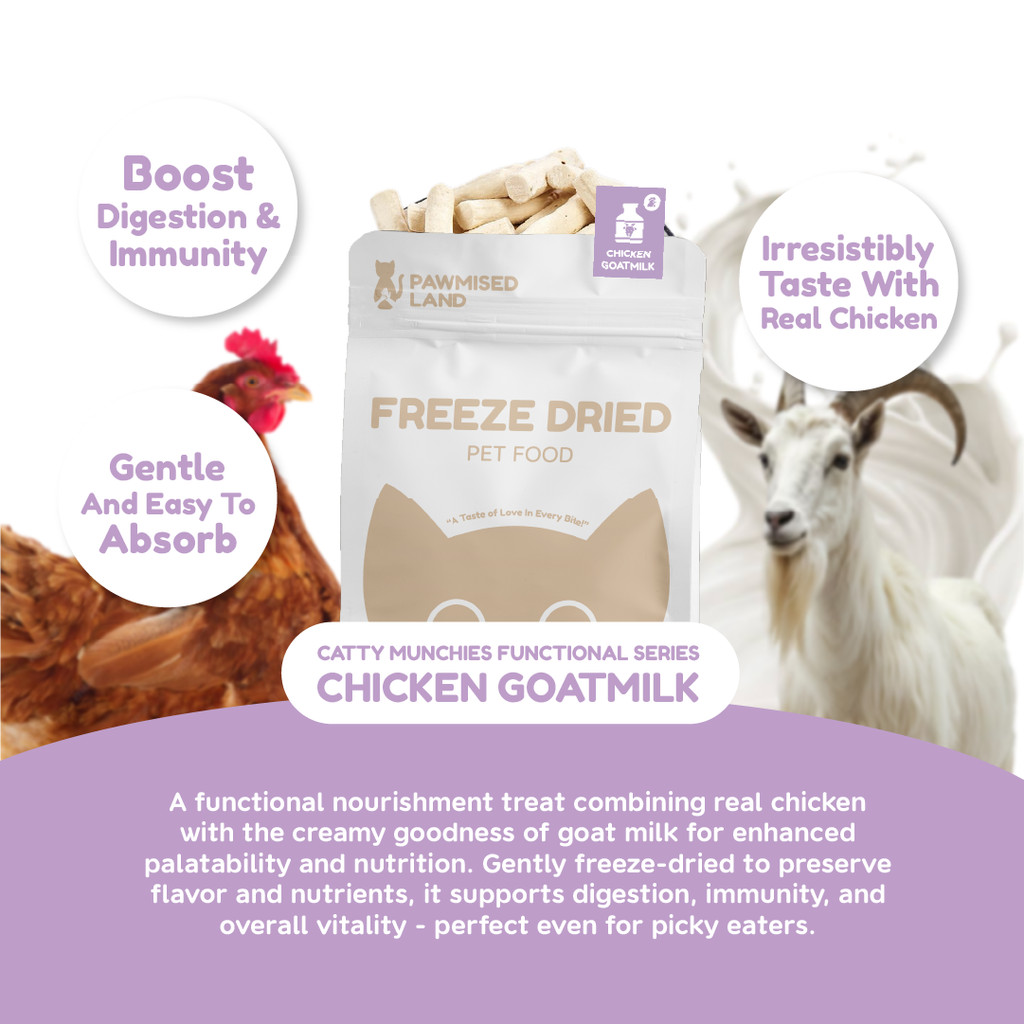 PawmisedLand Catty Munchies - Chicken Goatmilk - Functional Series - Freeze Dry 125g อาหารสัตว์เลี้ย