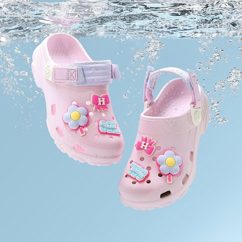 Cheerful Mario รองเท้าแตะเด็กผู้หญิงโต ขนาดใหญ่ รัดส้นตีนตุ๊กแก DIY ฤดูร้อน วัสดุEVA รองเท้าหัวโตสําหรับเด็ก สําหรับเด็กผู้ชาย และเด็กผู้หญิง