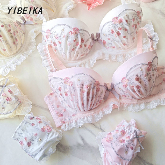 เซ็กซี่ ลูกไม้ ใส่สบาย ผ้านิ่ม ชุดชั้นในไร้โครง การปักลายดอกไม้
