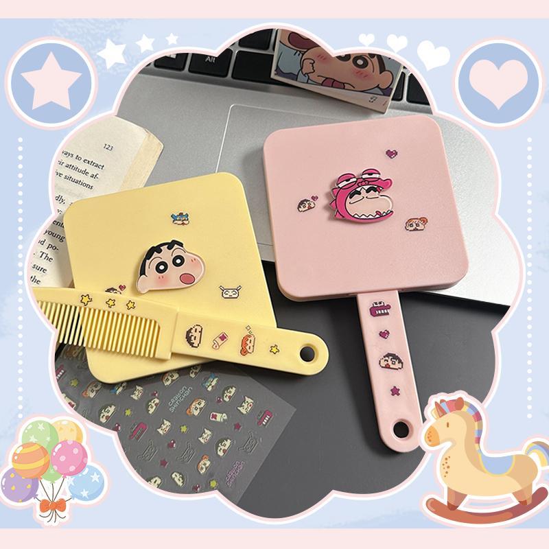 <GuYan>กระจกหวีพับได้ ลายชินจัง (Crayon Shinchan) กระจก+หวีในตัว ดีไซน์น่ารัก พกพาง่าย เหมาะพกไปเรียน ใช้ได้ทุกวัน