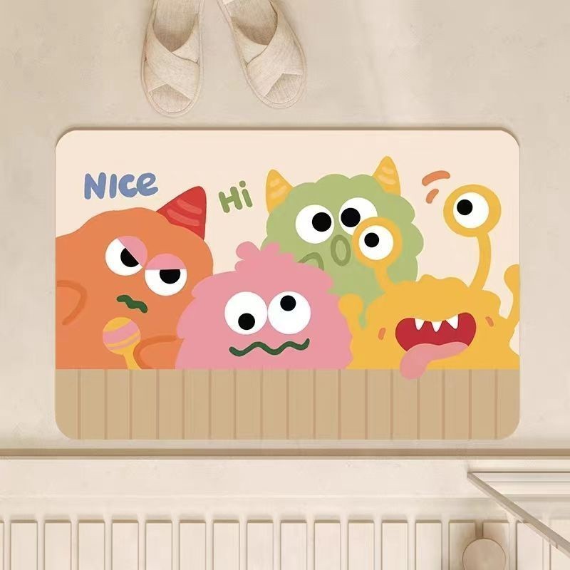 แผ่นรองเช็ดเท้าห้องน้ำลายการ์ตูน น่ารัก หลายข้อความ (Smile, Hello)​ – S00139 ราคา ถูกที่สุด ดีลบีเคเค แกลเลอรีภาพที่ 3