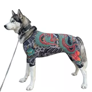 QWISTZO เสื้อสักสุนัขแมว, Four Seasons Breathable Pet Tattoo Vest, ความคิดสร้างสรรค์ Close-fit Cool เหมือนจริงเสื้อผ้าสัตว์เลี้ยงสําหรับสัตว์เลี้ยง S ถึง 6XL