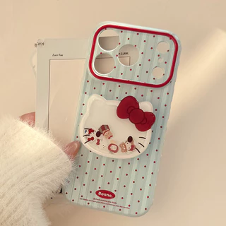 น่ารักการ์ตูน KT แมวเคสโทรศัพท์สําหรับ IPhone 17 PRO MAX 16 15 14 13 12 11 PRO MAX 3D Love Heart ถุงลมนิรภัยกันกระแทกกันชน Soft TPU ปกหลังพร้อมตุ๊กตาผู้ถือขาตั้ง