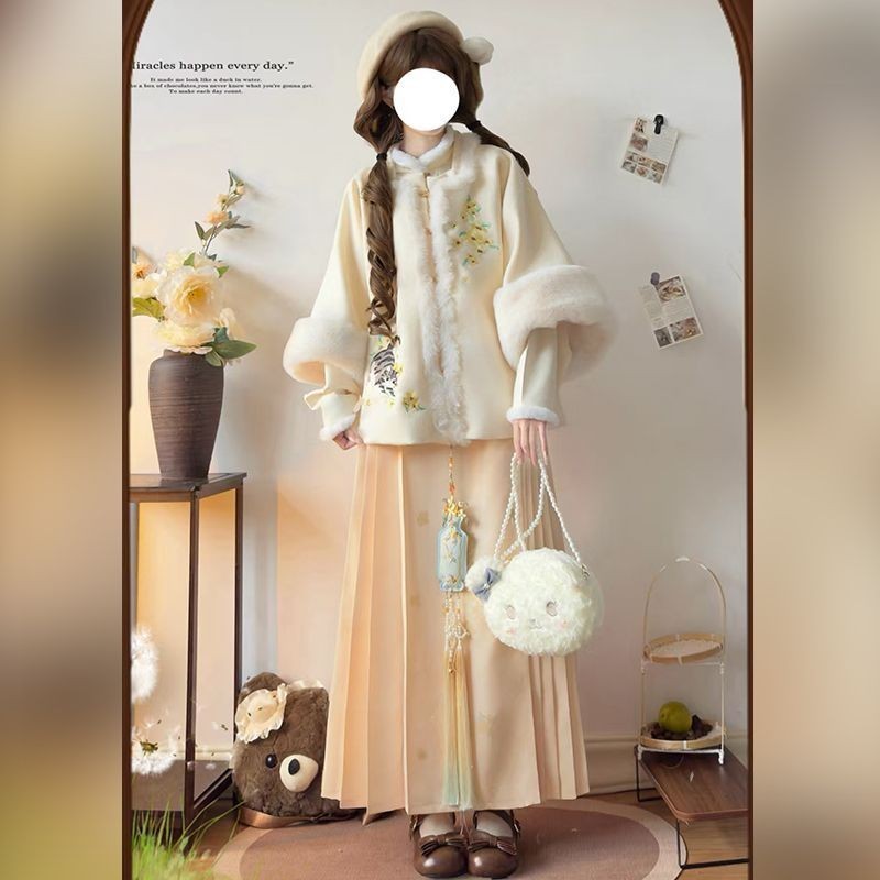 Yuexi Pavilion Huawu Cat Tracking} Hanfu Womens Square Collar Jacket Bag Cover Horse Noodle Country 