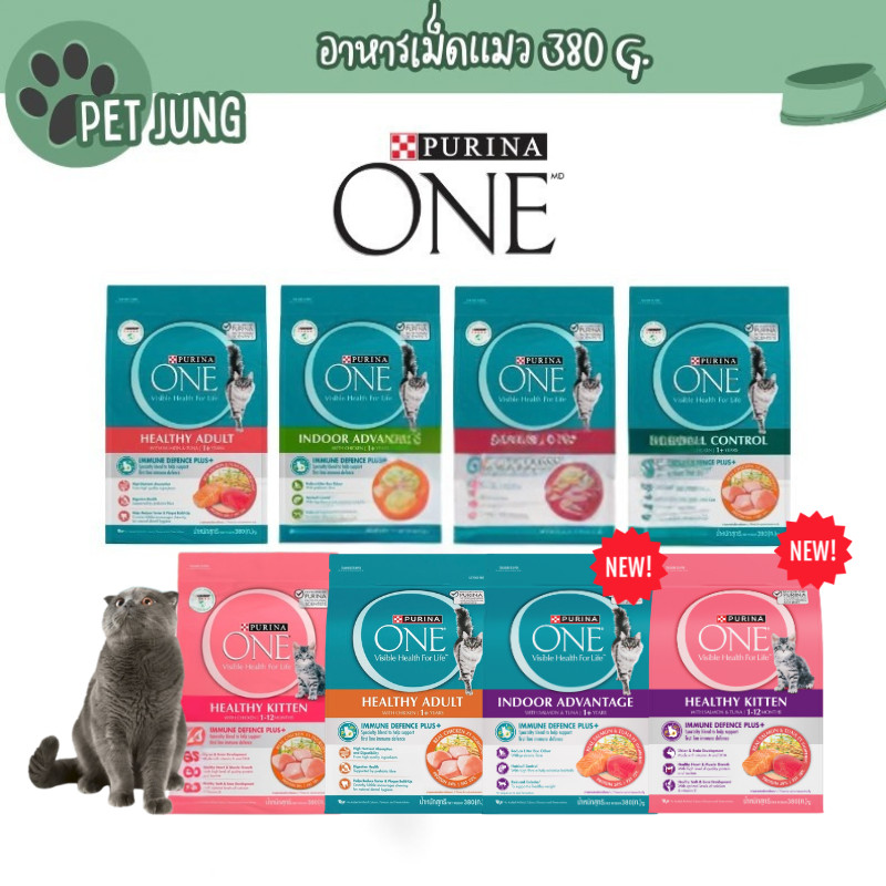 อาหารแมว Purina One เพียวริน่าวัน อาหารเม็ดแมว ขนาด 380 กรัม