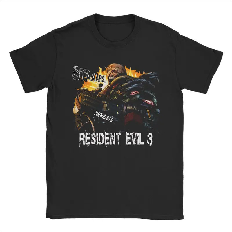 เสื้อยืดฝ้ายพิมพ์ลาย Resident Evil Nemesis สำหรับทั้งผู้ชายและผู้หญิง