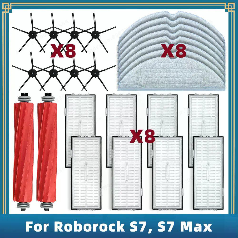 สําหรับ Roborock S7, S70, S75, S7 Max, S7 MaxV เปลี่ยนอะไหล่อุปกรณ์เสริมหลักแปรงด้านข้าง Hepa กรอง M