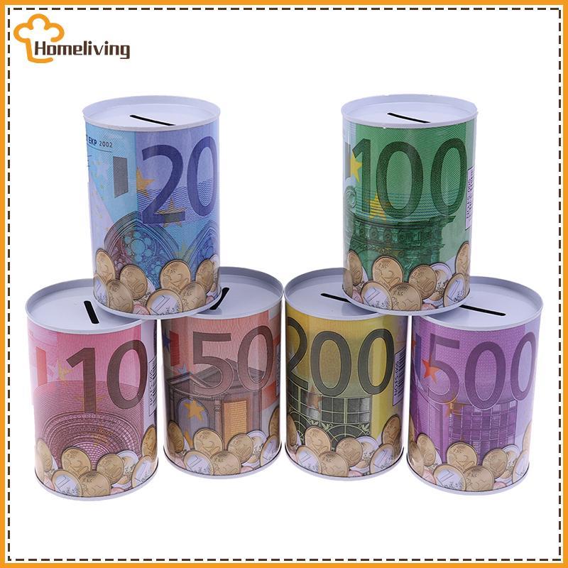 HOME Euro Dollar Money Box ปลอดภัยกระบอก Piggy Bank Bank สําหรับเหรียญกล่องฝากเงิน TH