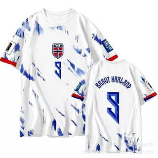 เสื้อทีมชาตินอร์เวย์ Haaland Edition สำหรับผู้ชายและผู้หญิง ออกแบบมาเพื่อความแห้งเร็วในเกมฟุตบอล World Cup Qualifiers