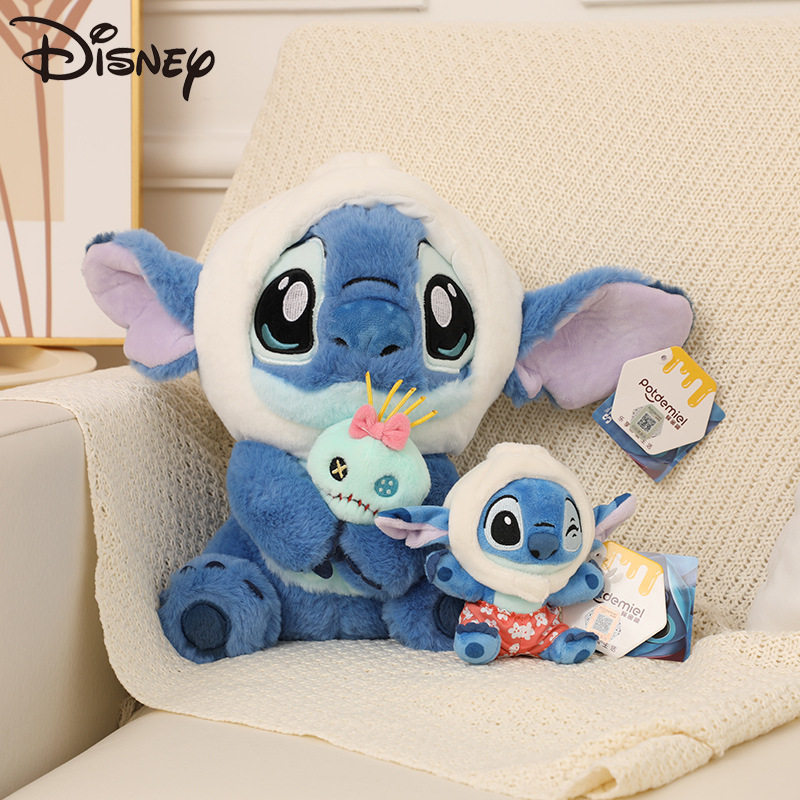 Disney ของแท้ Stitch ตุ๊กตาตุ๊กตา Stitch Cross-Dressing Bun Functional ตุ๊กตาจี้ตุ๊กตาขนาดเล็ก