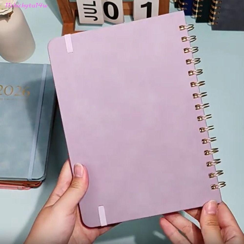 CHICHYTU14W Coil Schedules Notebooks, A5 PU Leather Cover 2026 Weekly รายเดือน Planner, Binding Dail
