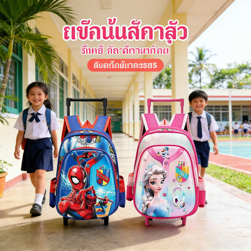 พร้อมส่ง กระเป๋านักเรียนลากได้สะพายได้ 12นิ้ว ทรงสวยน่ารัก ทนทาน สะดวกสบาย เหมาะเด็กอนุบาลและประถมต้น ใช้งานได้ยาวนาน