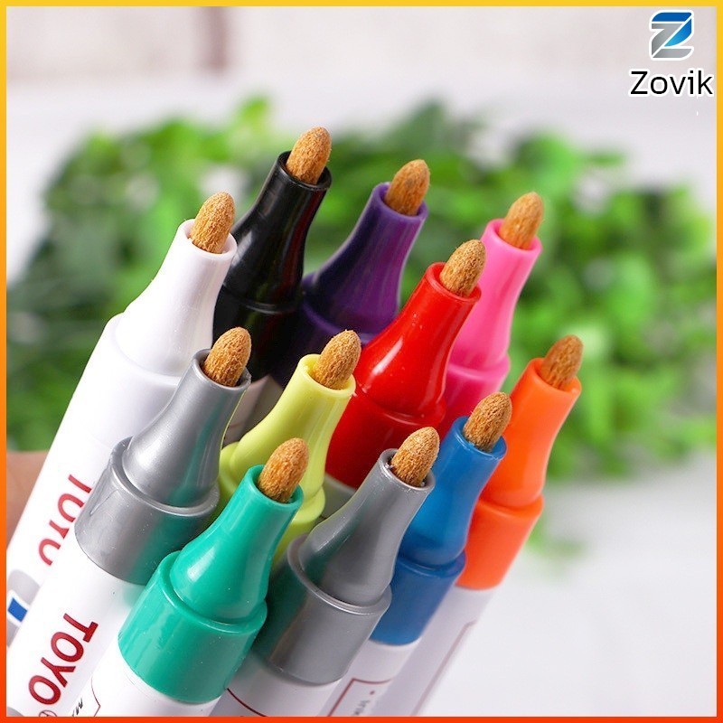 ZK TOYOปากกาสีไฮไลท์, ปากกามาร์กเกอร์ยางสีขาว SA101 วัสดุที่เป็นมิตรกับสิ่งแวดล้อม, กันน้ำและไม่ซีดจาง