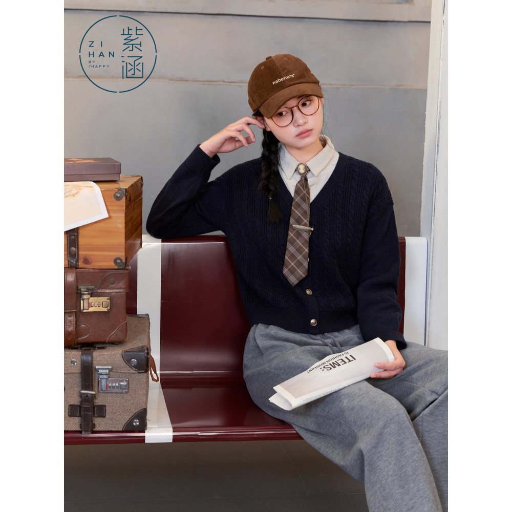 Zihan สเวตเตอร์ถักสำหรับผู้หญิง แบบพรีปี้ tie กะทัดรัด เหมาะสมกับอากาศหนาว