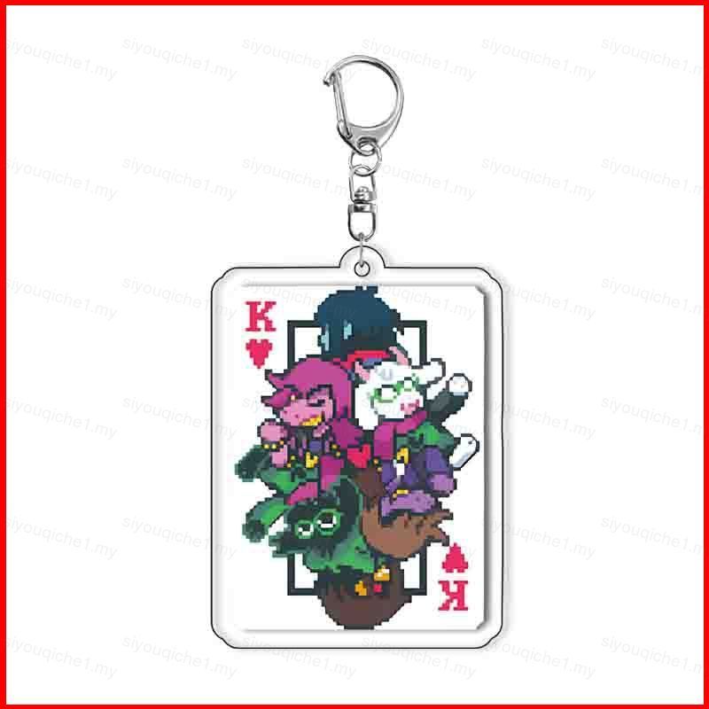 SY2 Deltarune Spamton Queen King Jevil Pixel Art โป๊กเกอร์การ์ดอะคริลิคพวงกุญแจเกมจี้ YS2