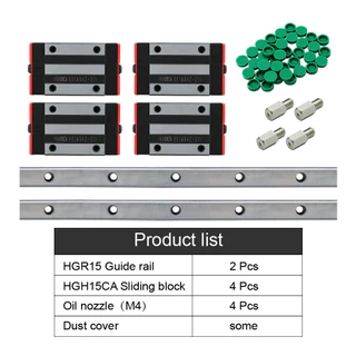 HLTNC 2 ชิ้น HGR15 HGR20 Square Linear Guide Rail 200 มิลลิเมตร-900 มิลลิเมตร + 4 ชิ้น HGH15CA HGW15CC HGH20CA HGW20CC สําหรับ CNC Router แกะสลัก