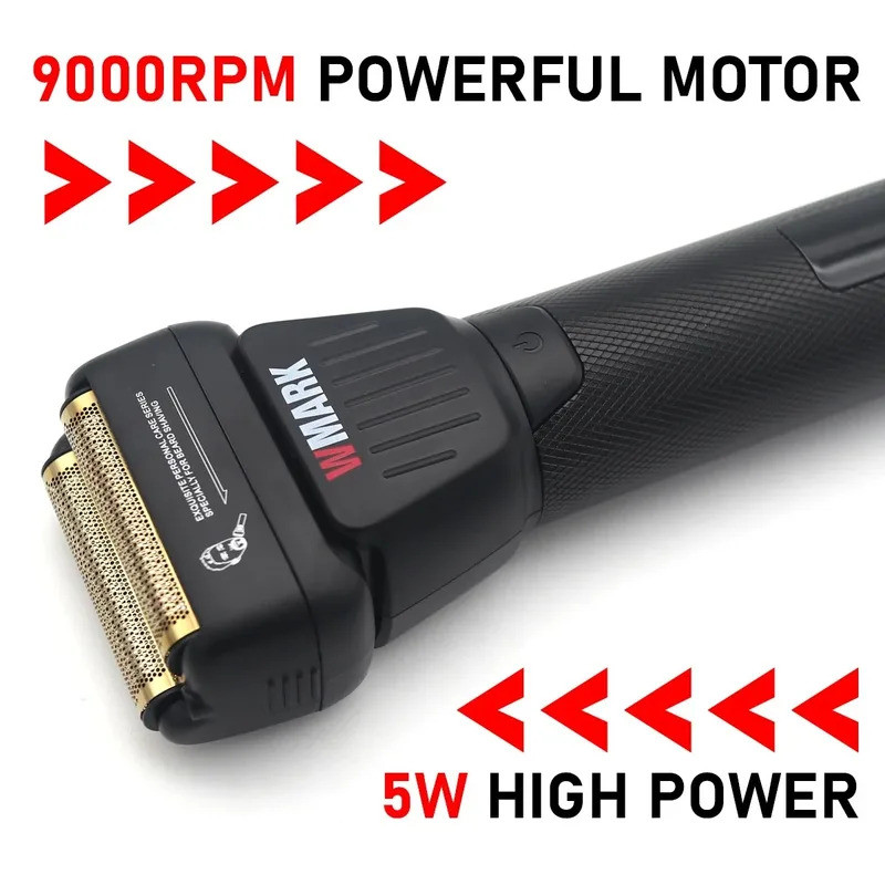 WMARK เครื่องโกนหนวดไฟฟ้าเครื่องโกนหนวดมืออาชีพเครื่องตัดเคราแบบชาร์จไฟได้จอแสดงผล LED เครื่องโกนหนว