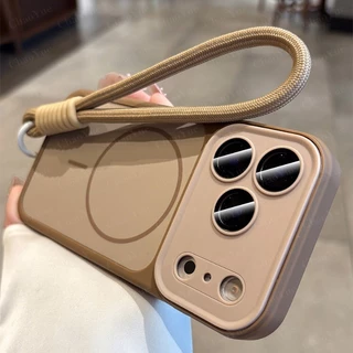 เคสโทรศัพท์แบบชาร์จไร้สายแม่เหล็กกันตกสีทูโทนด้าน ปกป้องด้วยฝาครอบเลนส์ ใช้งานได้กับ iPhone 13 14 15 16 17 Pro Max เคสหลังแบบครอบคลุมเต็ม ปุ่มกล้อง AI กันกระแทก เคสบัมเปอร์