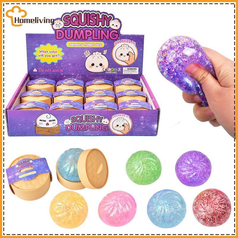 HOME Glitter Dumpling Squeeze Ball Sensory ของเล่น Anti Stress Fidget สําหรับเด็ก Party Favor Home โต๊ะผ่อนคลายของขวัญ TH