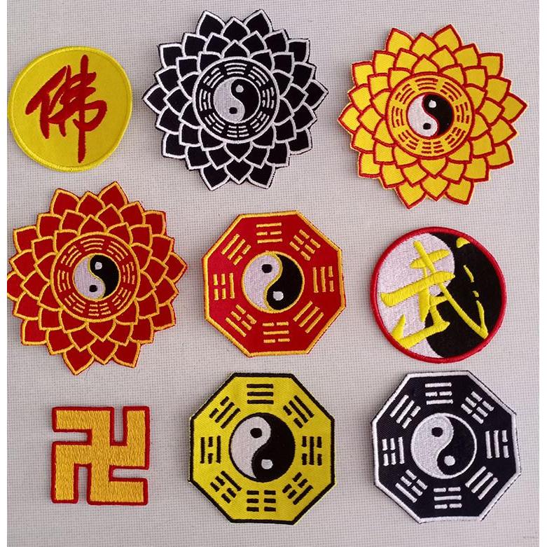 Tai Chi Bagua Pattern Cloth Sticker Yin Yang Fish Clothes Sticker ปัก Amulet Lotus Bagua Pattern Tai