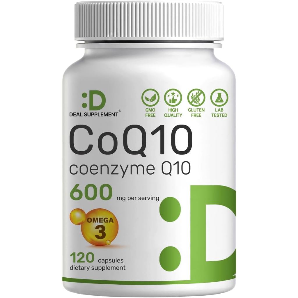 CoQ10 600 mg 120 แคปซูล + Omaga 3 100 มก. - สารต้านอนุมูลอิสระ เพื่อสุขภาพหัวใจ พลังงาน และสมอง - ไม