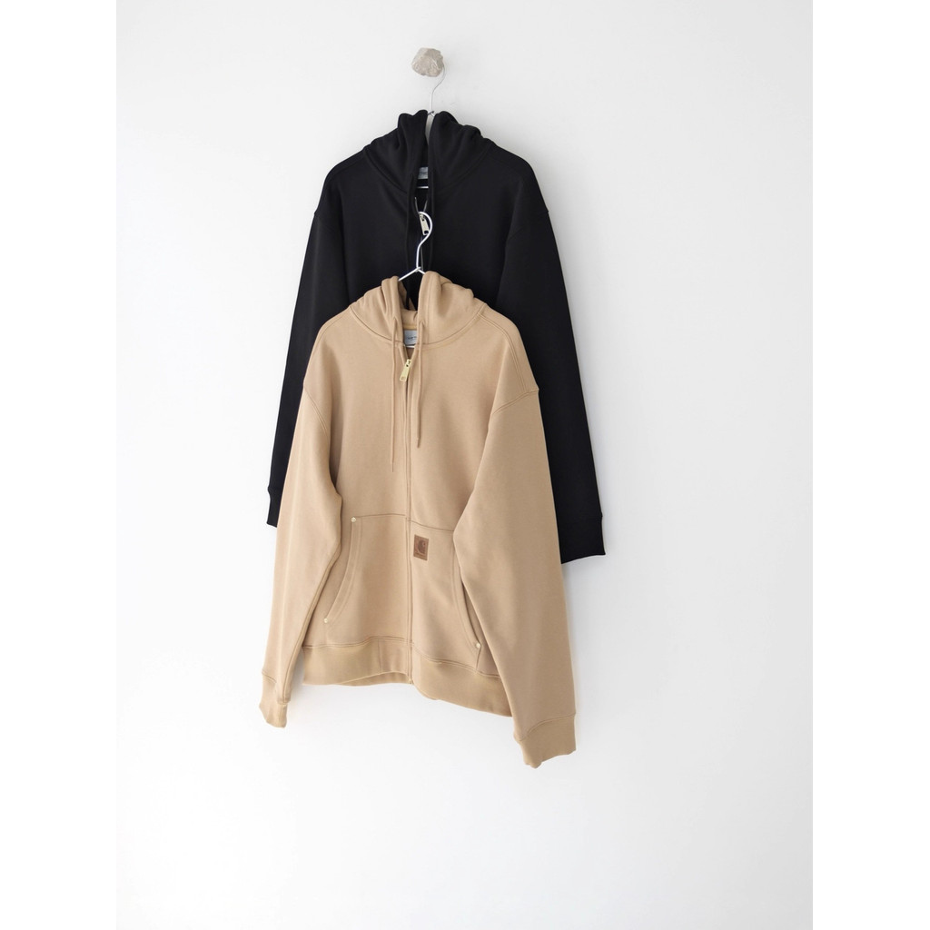 UYU1 Car'''''t Autumn and winter leather label logo Rivet double-zipper solid color basic sweatshirt