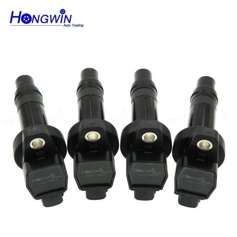 4pcs 27301-2B010 27350-2B000 ประสิทธิภาพสูงคอยล์จุดระเบิดพร้อมสายไฟขยายเหมาะกับ Hyundai Kia มอเตอร์ 
