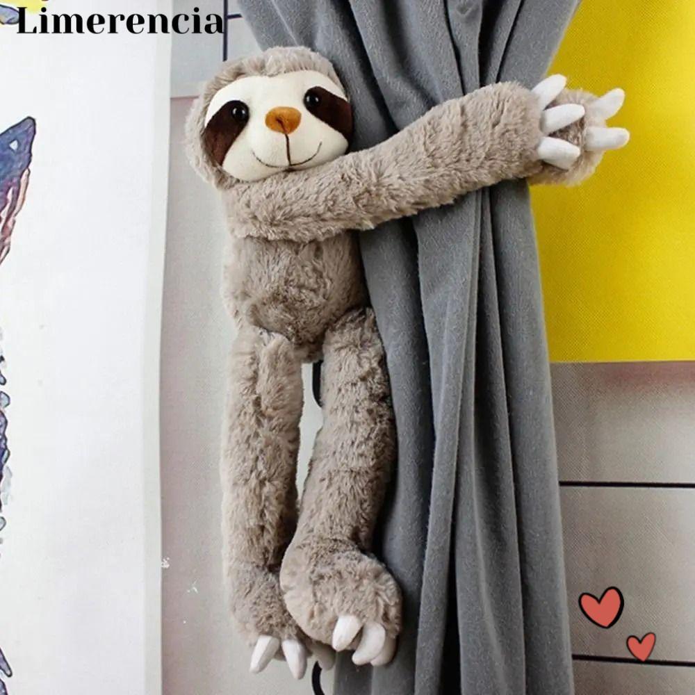 LIMERENCIA Sloth ตุ๊กตาของเล่น,ตุ๊กตาสีเทาตุ๊กตา Sloth, Kawaii Soft Curtain Tieback ของเล่นเด็ก